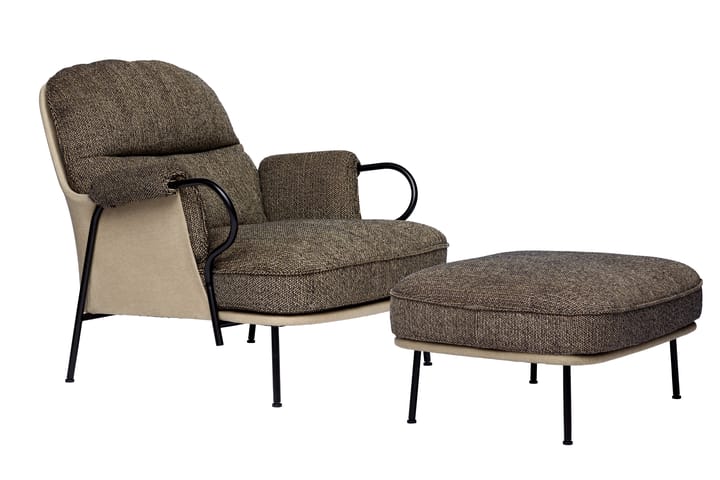 Lyra loungelenestol & fotskammel - Brown - undefined - Fogia