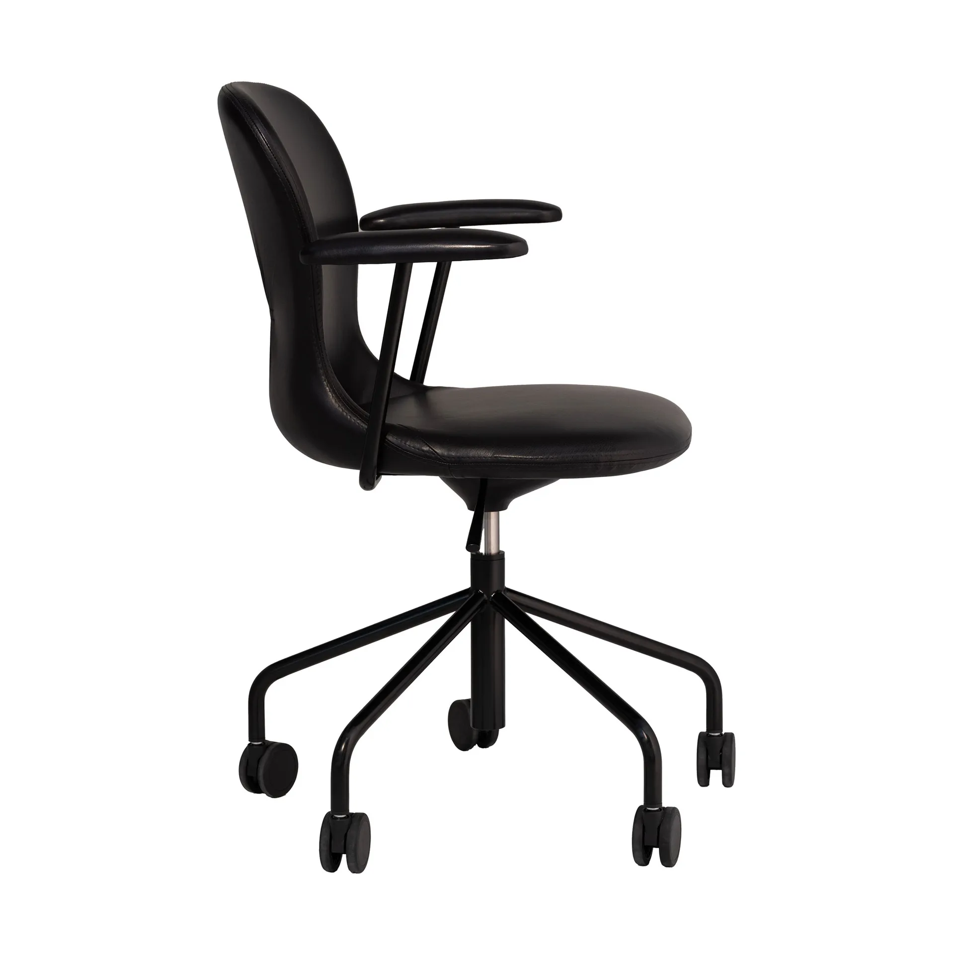 Myko armlenestol med hjul, Elmosoft 99999-RAL 9005 Fogia