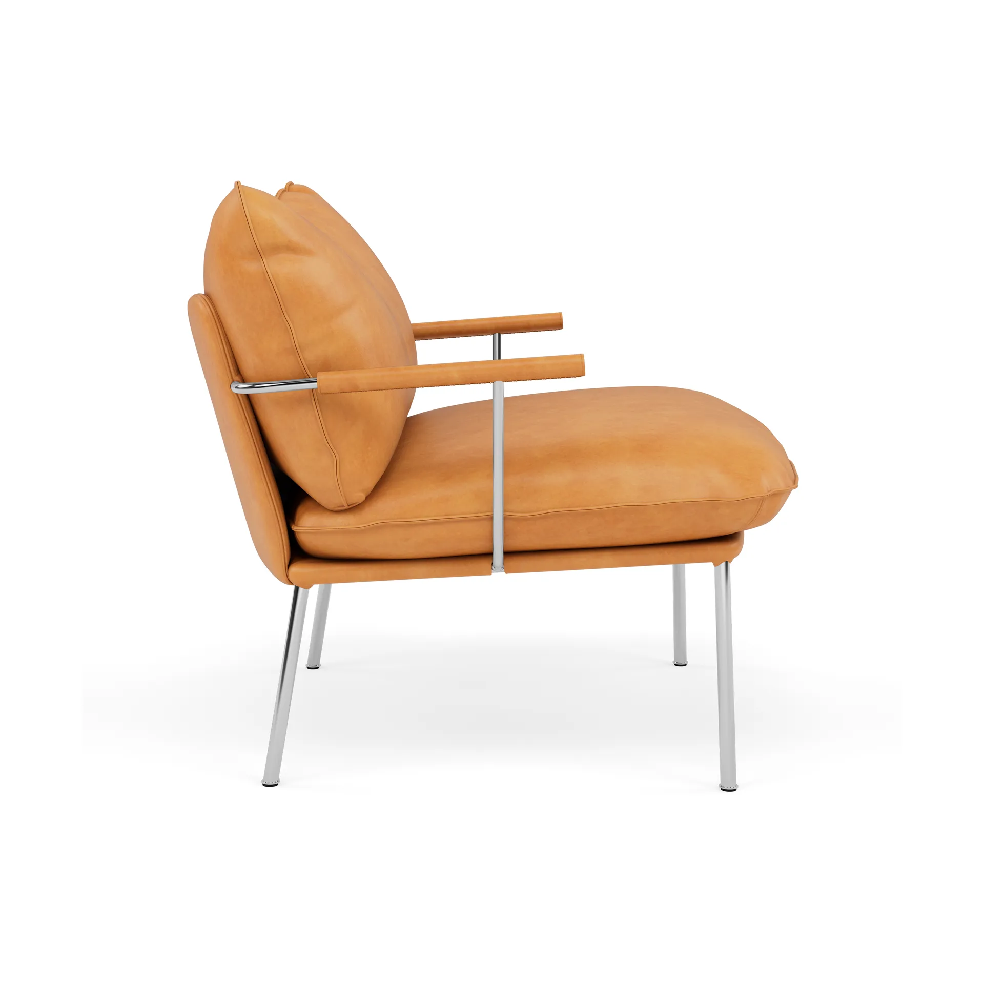 Pico lenestol, Vintage cognac-polert rustfritt stål Fogia