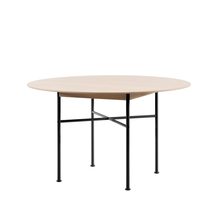 Supper spisebord eik Ø127 cm - eik hvitpigment, svart underrede - Fogia