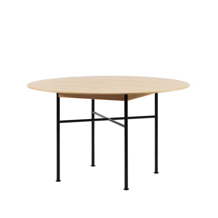 Supper spisebord eik Ø127 cm - eik naturlakk, svart understell - Fogia