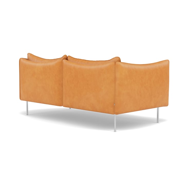 Tiki sofa 2-seter, Vintage Cognac-polert rustfritt stål Fogia