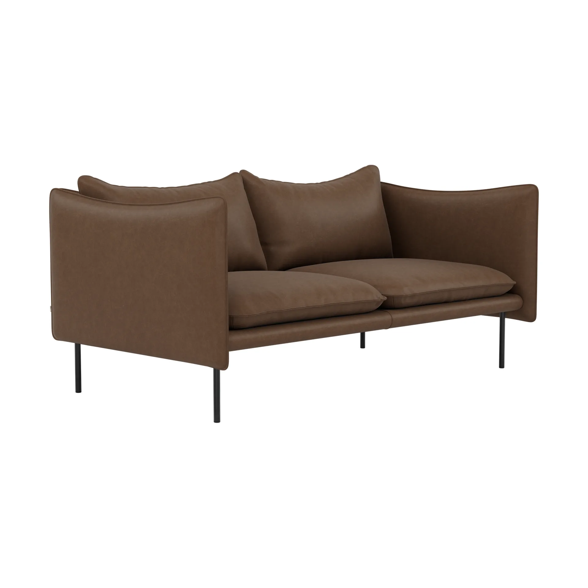 Tiki sofa 2-seter, Vintage Tabacco-svarte stålben Fogia