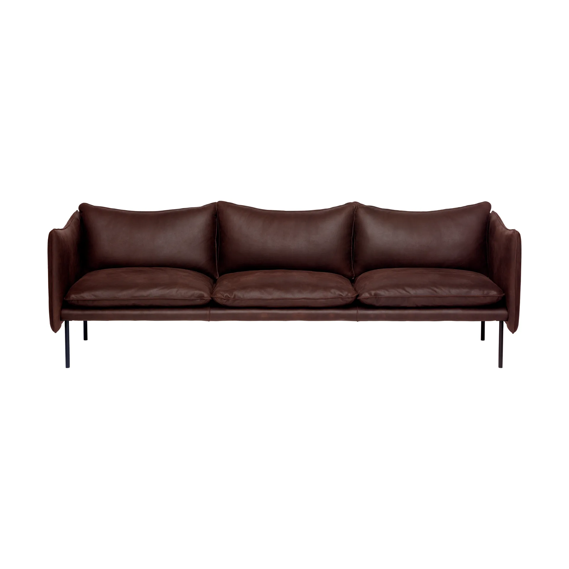 Tiki sofa 3-seter, Skinn Vintage Dark Chocolate – svarte metallbein Fogia