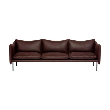 Tiki sofa 3-seter - Skinn Vintage Dark Chocolate – svarte metallbein - Fogia