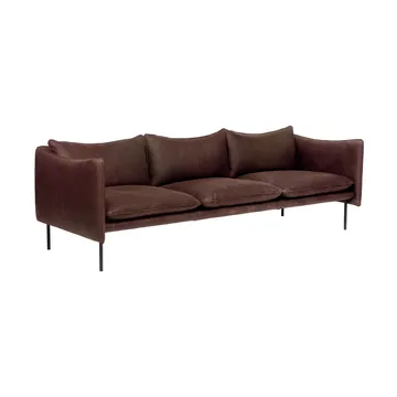 Tiki sofa 3-seter - Skinn Vintage Dark Chocolate – svarte metallbein - Fogia