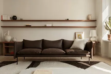 Tiki sofa 3-seter - Skinn Vintage Dark Chocolate – svarte metallbein - Fogia