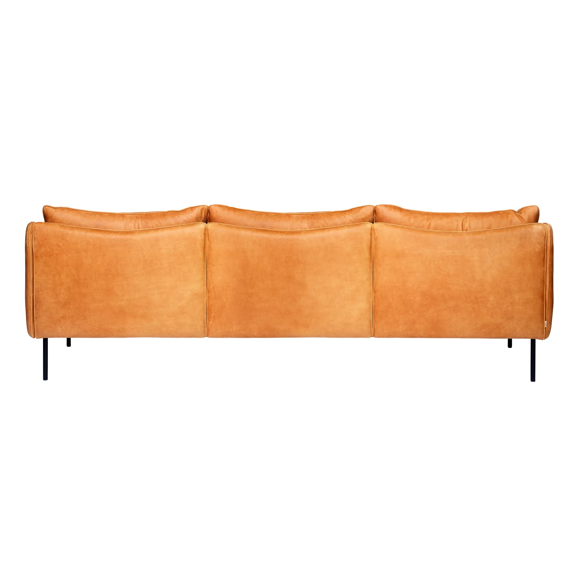 Tiki sofa 3-seter, Vintage cognac-svarte stålben Fogia