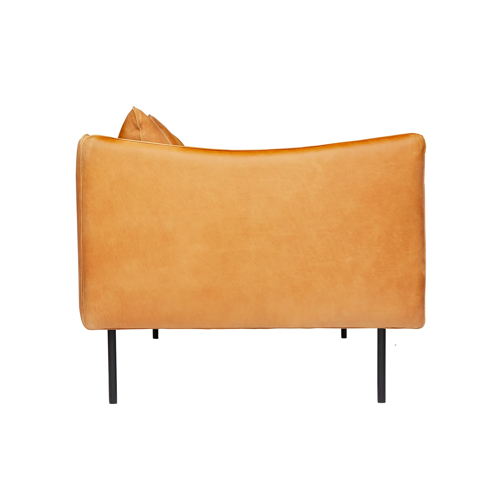 Tiki sofa 3-seter, Vintage cognac-svarte stålben Fogia