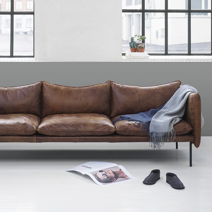 Tiki sofa 3-seter, Vintage rangers brun-svarte ben Fogia