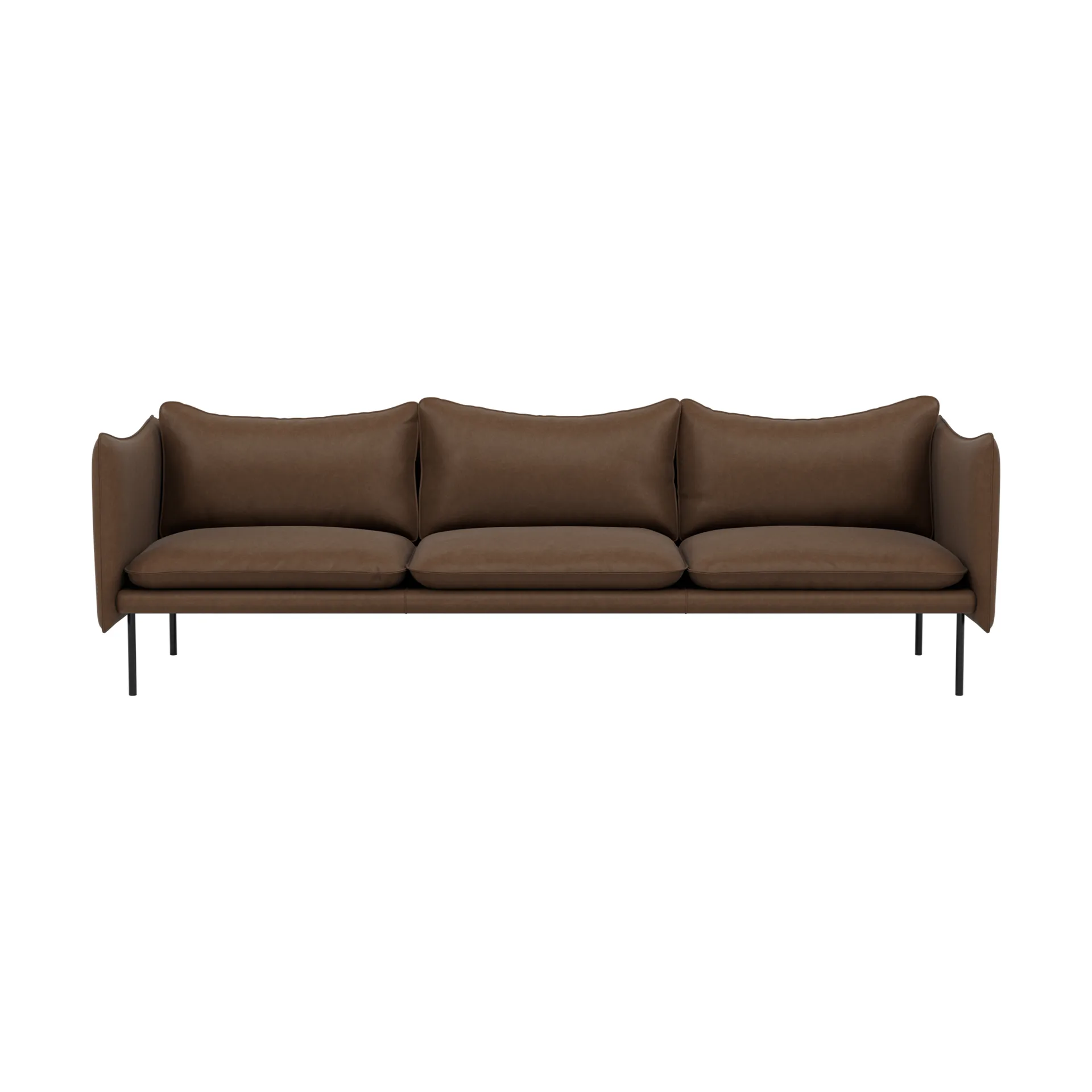 Tiki sofa 3-seter, Vintage Tabacco-svarte stålben Fogia