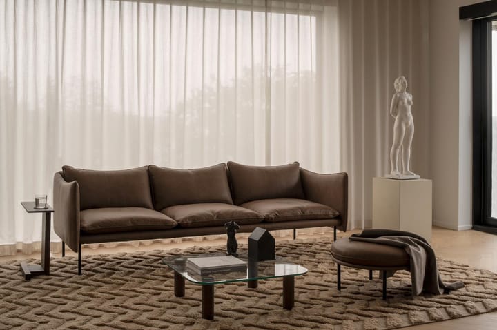 Tiki sofa 3-seter, Vintage Tabacco-svarte stålben Fogia