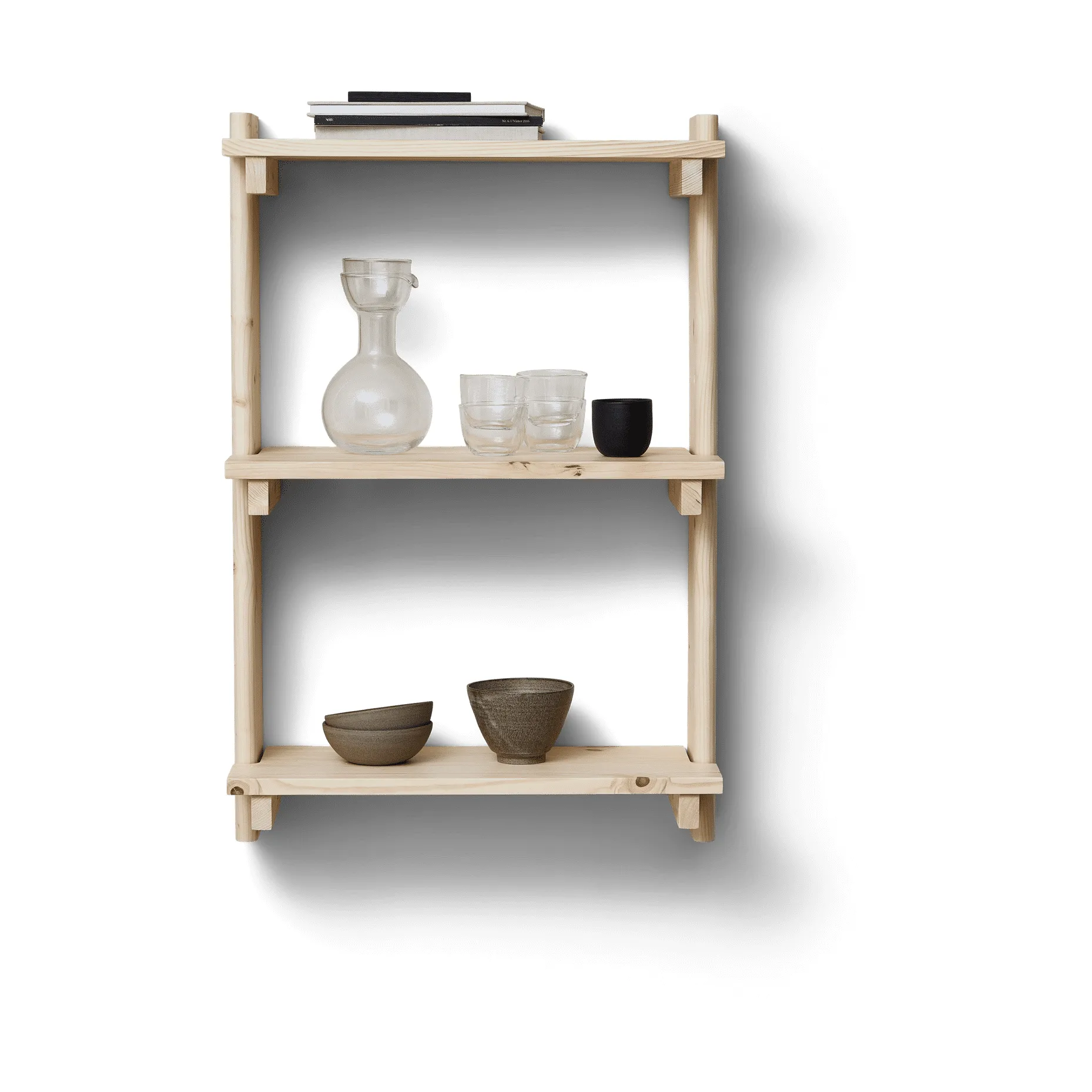 Beam vegghylle 3 hyller, Furu Form & Refine