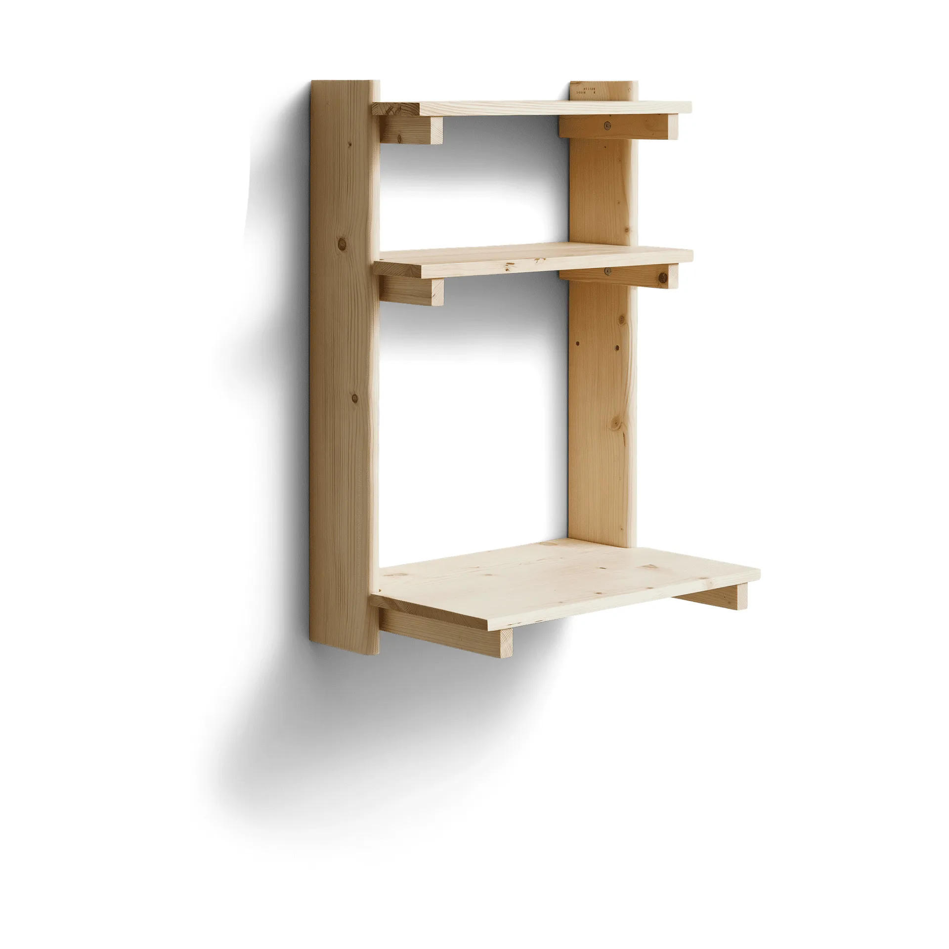 Beam vegghylle med skrivebord, Furu Form & Refine