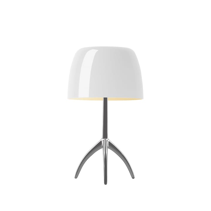 Lumiere Piccola Dimbar bordlampe - Hvit skjerm-aluminiumfot - Foscarini