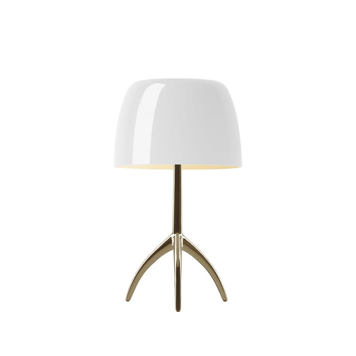 Lumiere Piccola Dimbar bordlampe - Hvit skjerm-champagnefarget fot - Foscarini