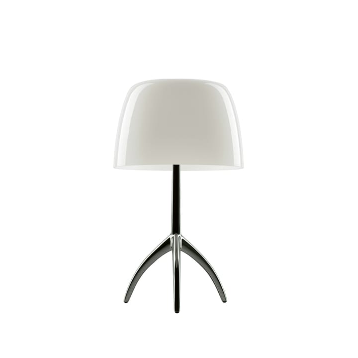 Lumiere Piccola Dimbar bordlampe - Varmhvit skjerm-svartkrom fot - Foscarini