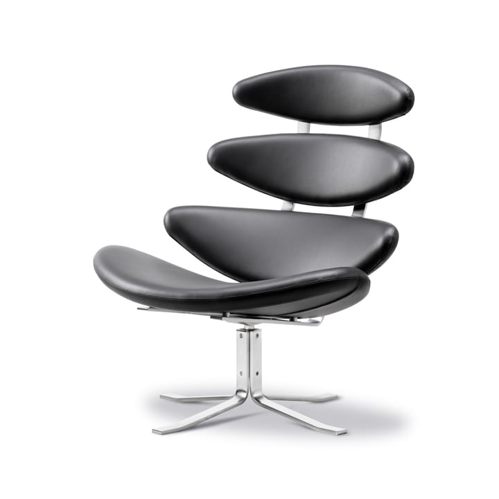 Corona lenestol - Lær omni 301-kromstativ - Fredericia Furniture