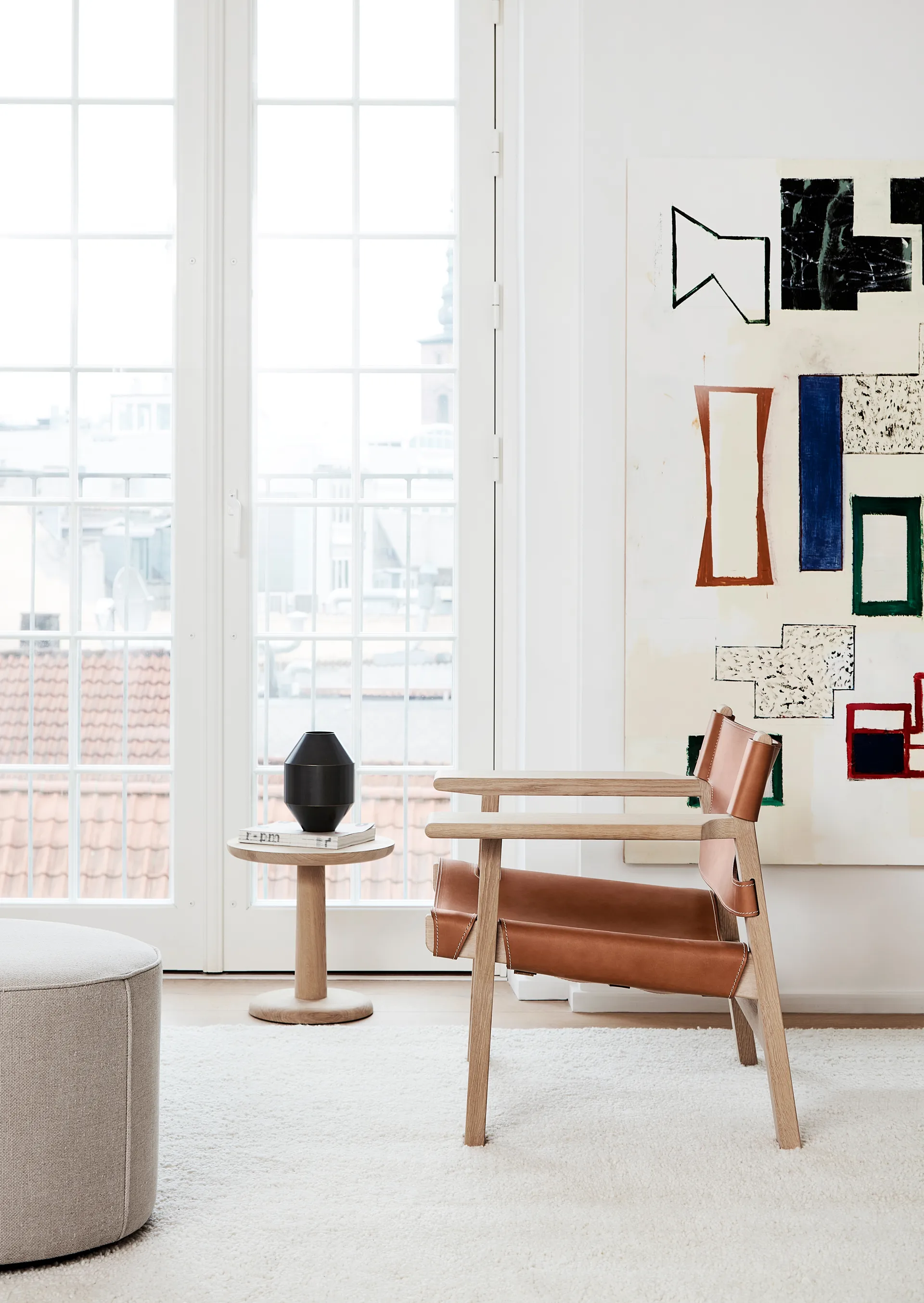 Den spanske stol lenestol, Lær cognac-lys oljet eik Fredericia Furniture