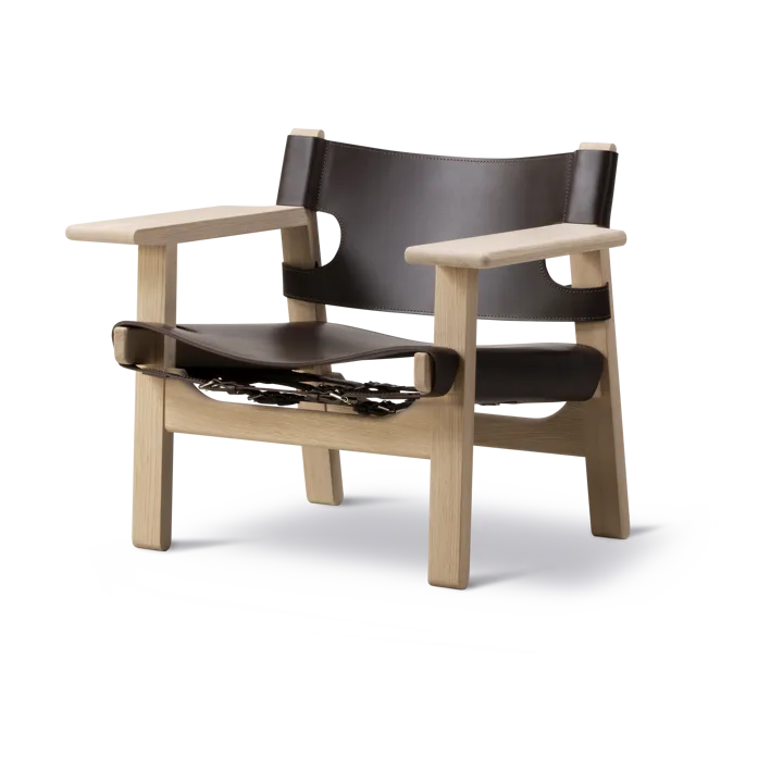 Den spanske stol lenestol - Lær mørkebrun-såpebehandlet eik - Fredericia Furniture