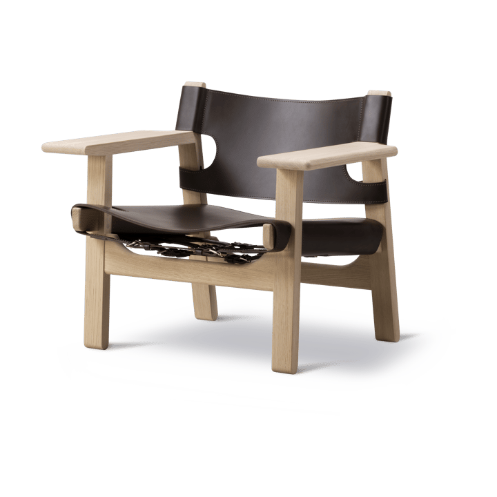 Den spanske stol lenestol - Lær mørkebrun, såpet eik - Fredericia Furniture