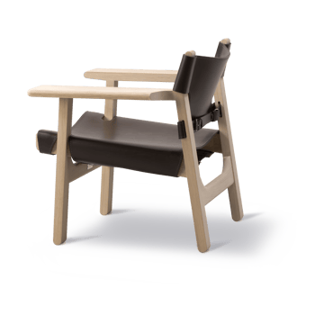 Den spanske stol lenestol - Lær mørkebrun, såpet eik - Fredericia Furniture