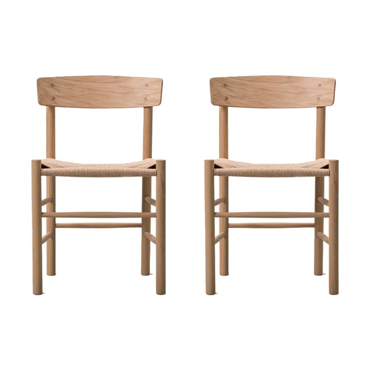 J39 stol, Lys oljet eik-flettet natur, 2-pakning - Fredericia Furniture