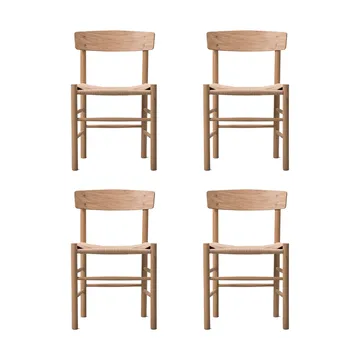 J39 stol, Lys oljet eik-flettet natur, 4-pakning - Fredericia Furniture