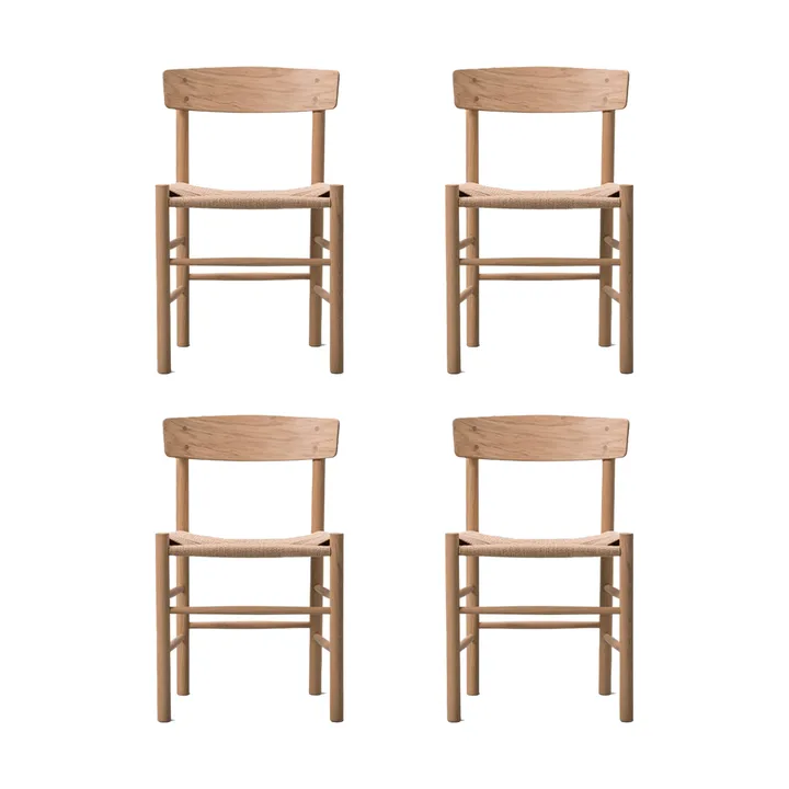 J39 stol, Lys oljet eik-flettet natur, 4-pakning - Fredericia Furniture