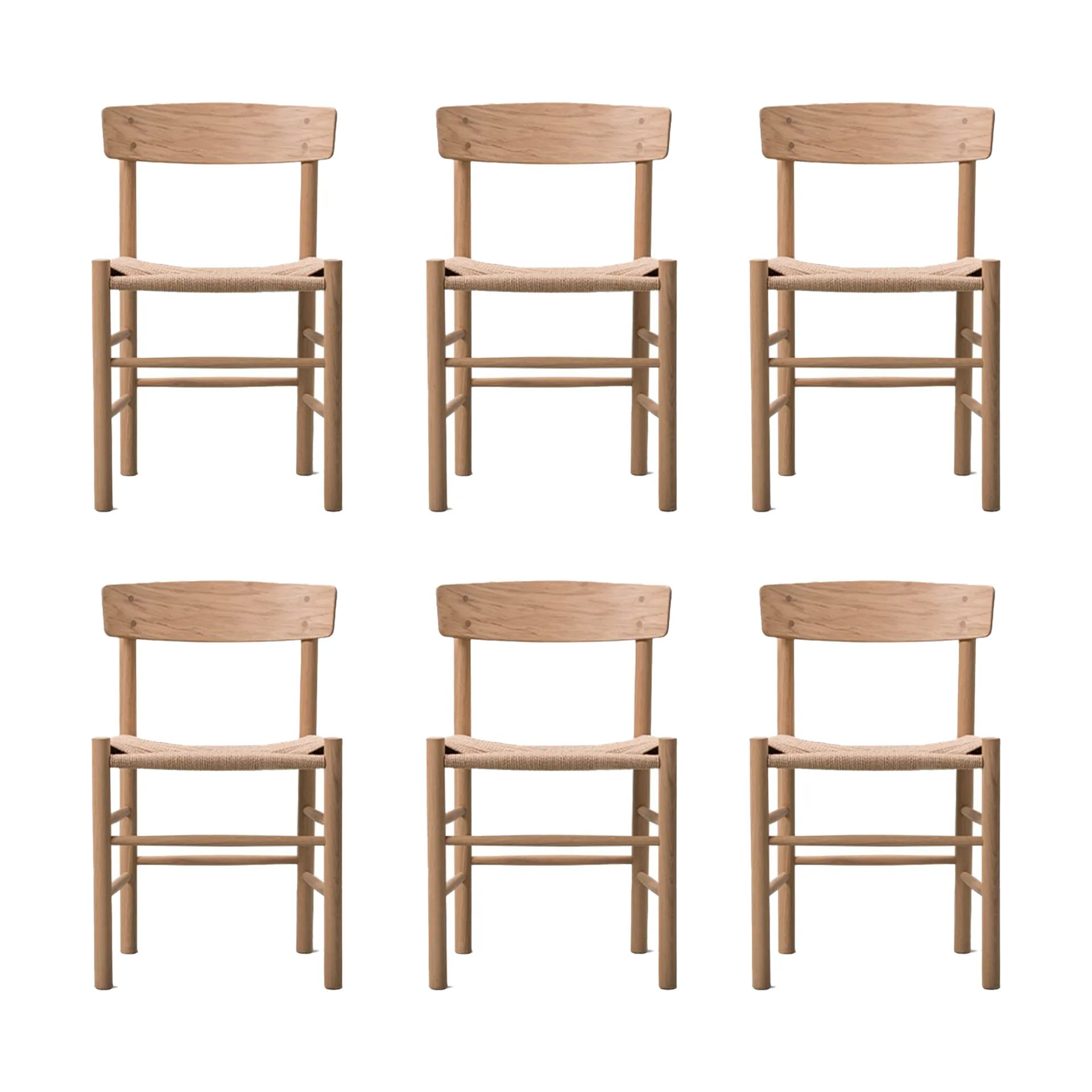J39 stol, Lys oljet eik-flettet natur, 6-pakning,  Fredericia Furniture