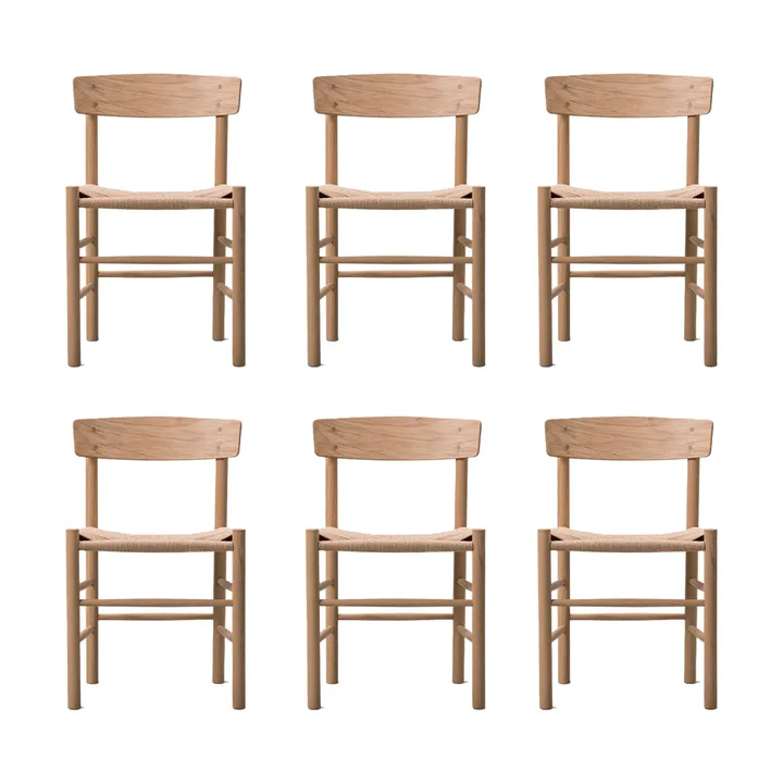 J39 stol, Lys oljet eik-flettet natur, 6-pakning - Fredericia Furniture
