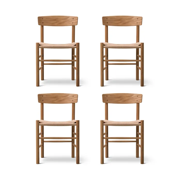 J39 stol, Oljet eik-flettet natur, 4-pakning - Fredericia Furniture
