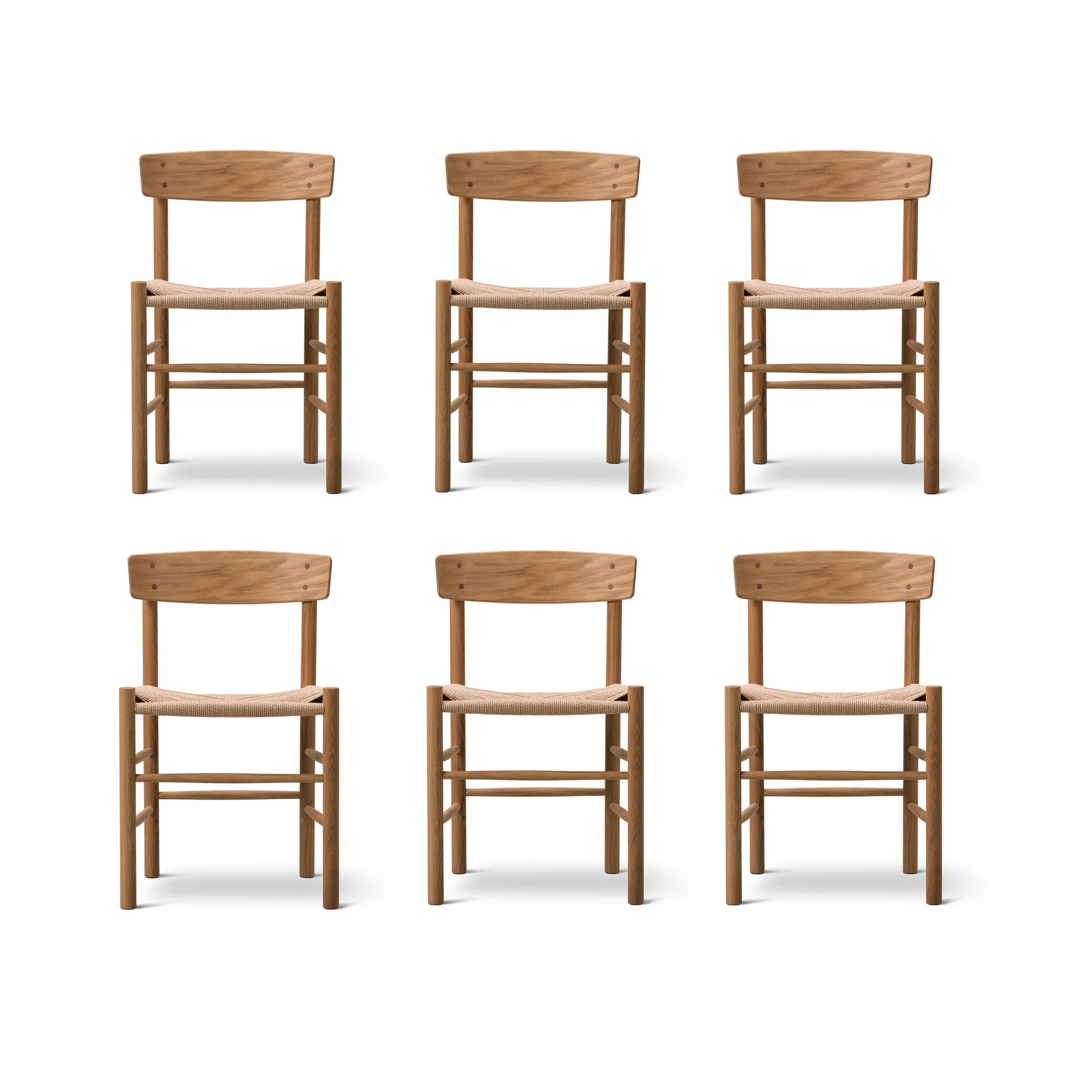 J39 stol, Oljet eik-flettet natur, 6-pakning,  Fredericia Furniture