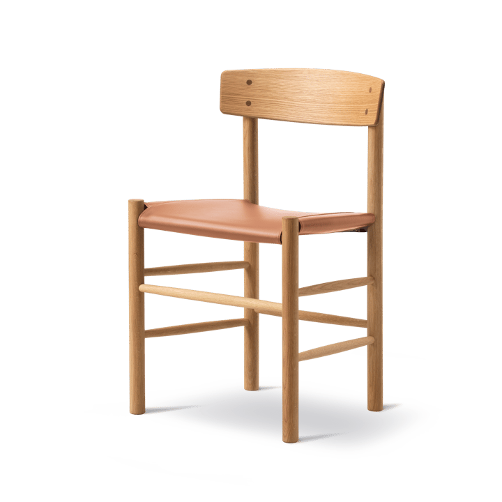 J39 stol, Oljet eik-skinn Omni 307 cognac Fredericia Furniture