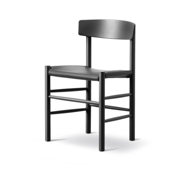 J39 stol - Svartlakkert bøk-lær Omni 301 svart - Fredericia Furniture