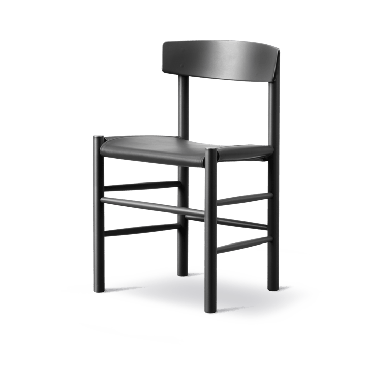 J39 stol, Svartlakkert bøk-lær Omni 301 svart Fredericia Furniture