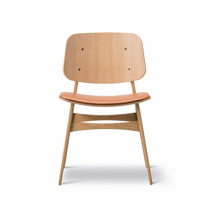 Søborg 3051 tre stol polstret sete - Lær Omni cognac-lakkert eik - Fredericia Furniture