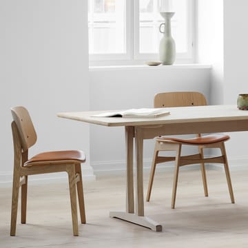 Søborg 3051 tre stol polstret sete - Lær Omni svart-svartlakk. eik - Fredericia Furniture