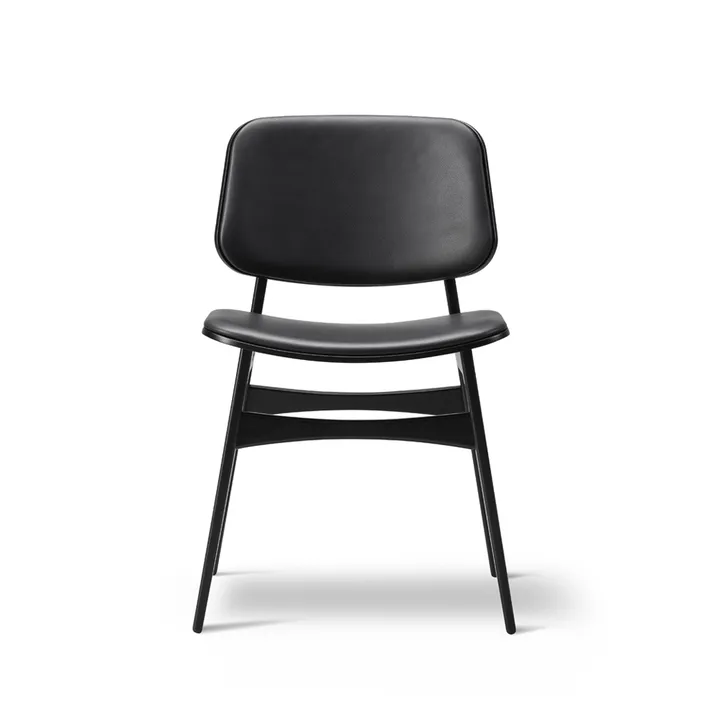 Søborg 3052 treunderstell stol heltrukket - lær omni 301 svart, svartlakkerte eikeben - Fredericia Furniture