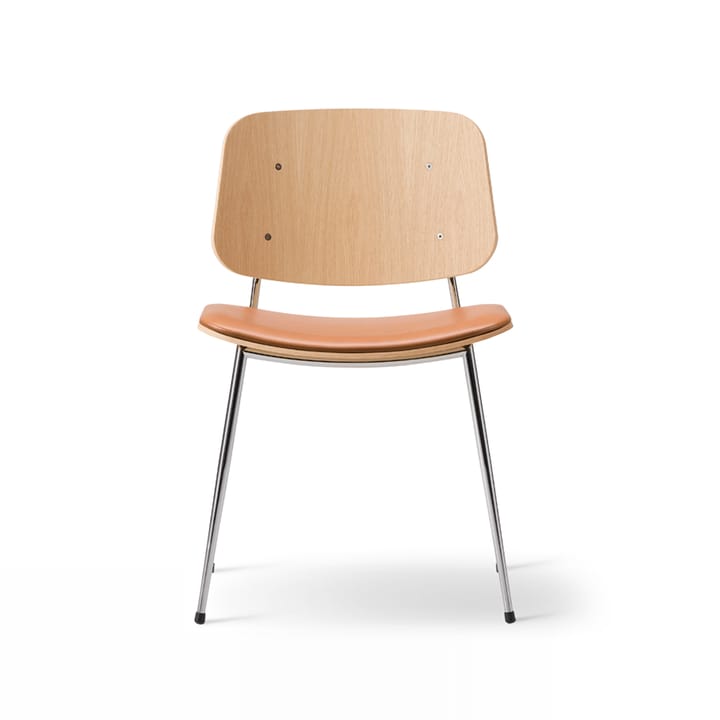 Søborg 3061 metal stol polstret sete - Lær Omni cognac-kromstativ - Fredericia Furniture