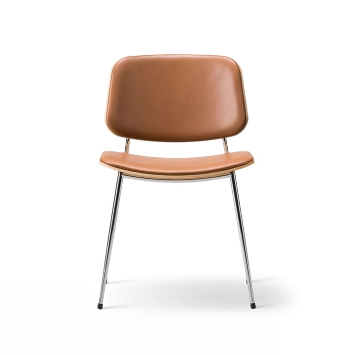 Søborg 3062 Metallstol fullt polstret - Lær omni 307 cognac-krom - Fredericia Furniture
