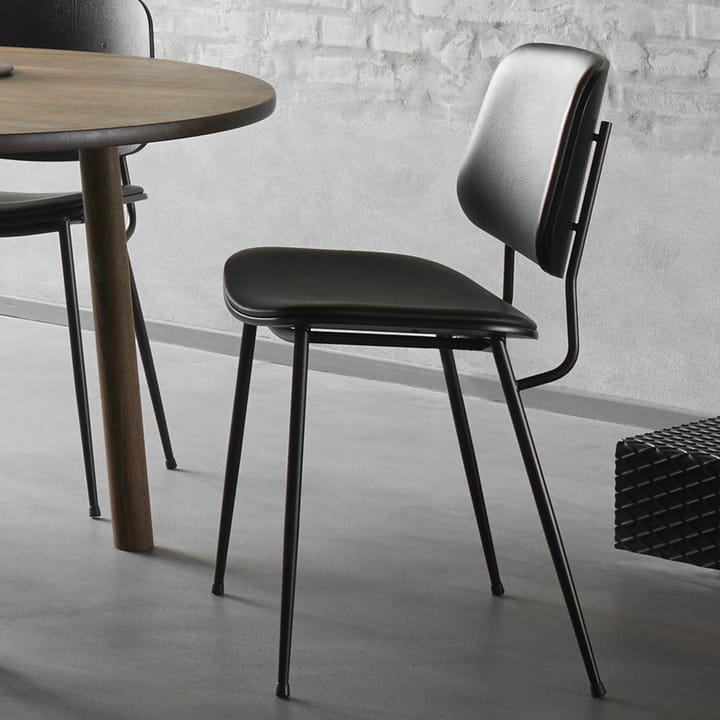 Søborg 3062 Metallstol fullt polstret, lær omni 307 cognac, lakkerte ektfarget ben Fredericia Furniture