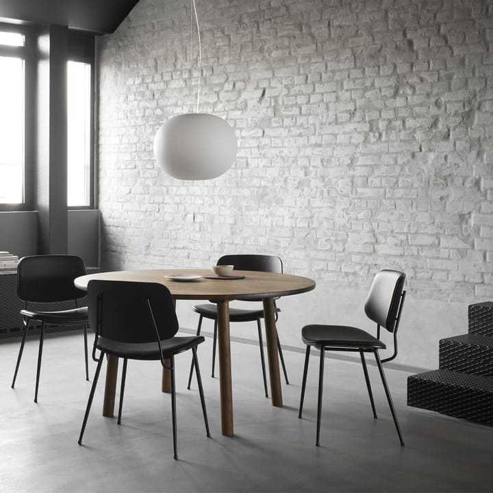 Søborg 3062 Metallstol fullt polstret, lær omni 307 cognac, lakkerte ektfarget ben Fredericia Furniture