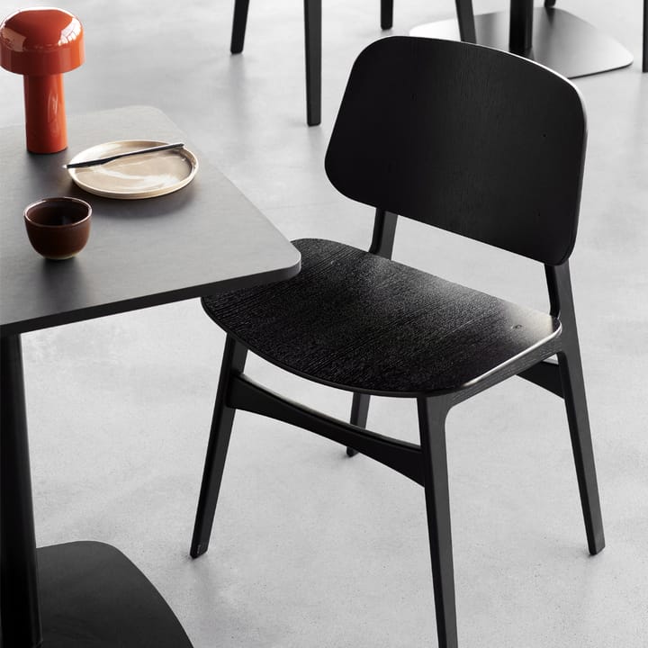 Søborg wood stol, svart lakk eik, svartlakkert eik understell Fredericia Furniture