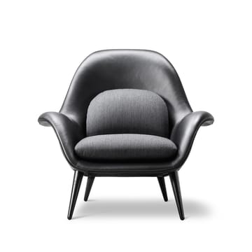 Swoon lenestol - Lær 88-svart eik-balder 192 - Fredericia Furniture