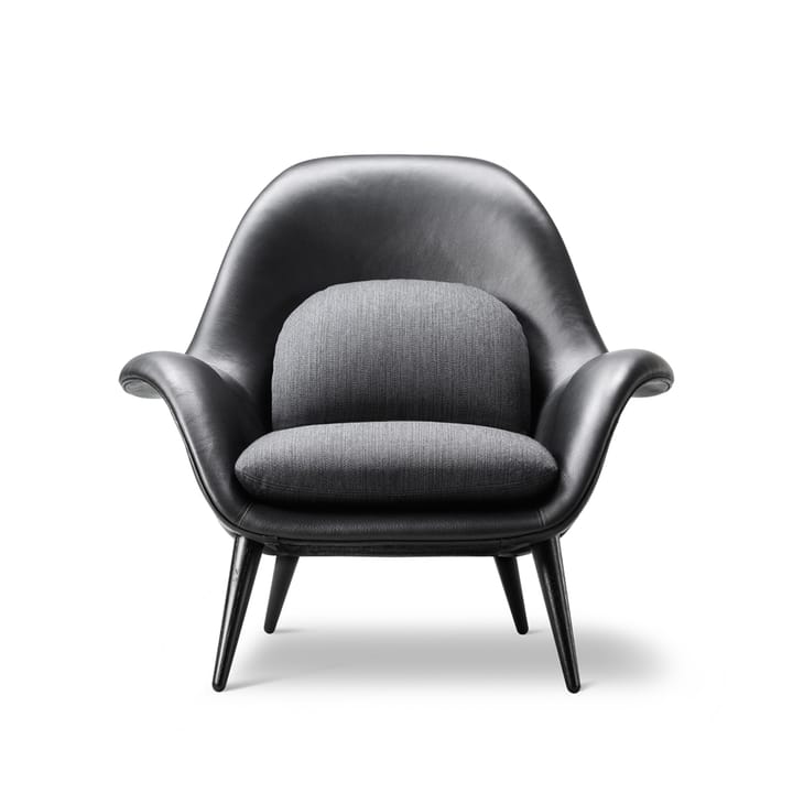 Swoon lenestol, Lær 88-svart eik-balder 192 Fredericia Furniture
