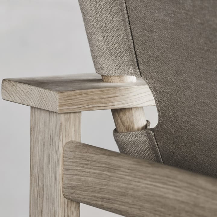 The Canvas Chair lenestol, canvas svart, svartlakkert eik, inkl. svart lærdyna Fredericia Furniture