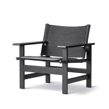 The Canvas Chair lenestol - canvas svart, svartlakkert eik, inkl. svart lærdyna - Fredericia Furniture