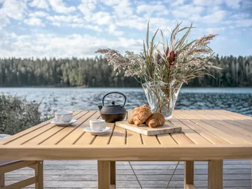 Bord 65 - Teak, 128x120x68 cm - Fri Form