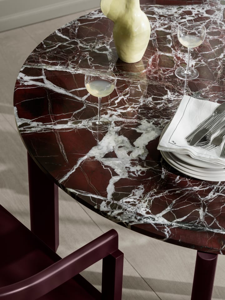 After spisebord Ø120 cm, Polert marmor-burgundy Fritz Hansen